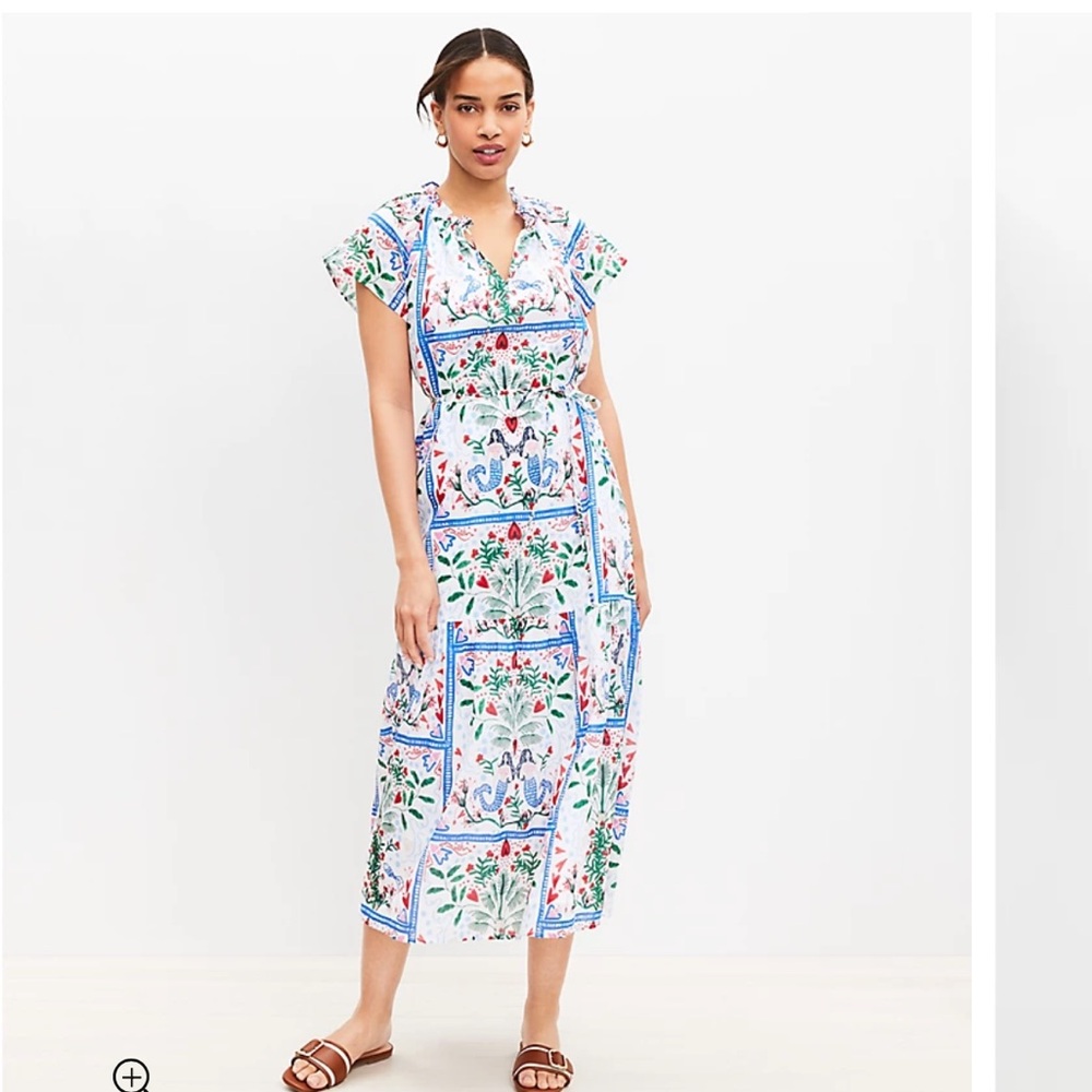 LOFT Multicolor Printed Midi Dress